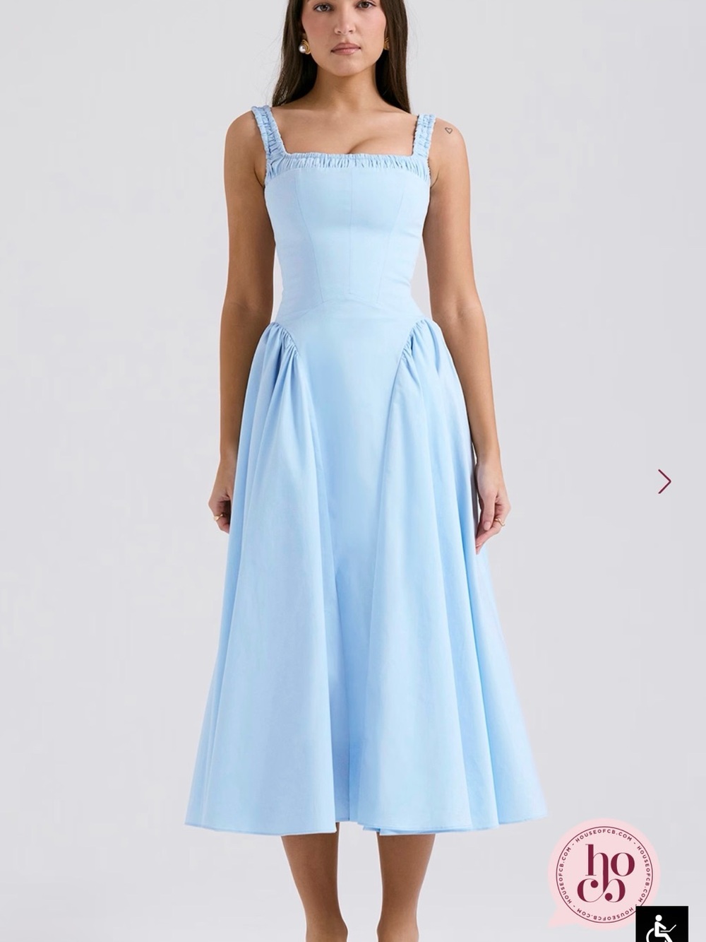 DOROTHY Italian Azure Cotton Midi Sundress